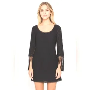 Denim & Supply Ralph Lauren‎ Lace Mini Dress Size 4 Black Fringe Victorian Goth thumbnail 4