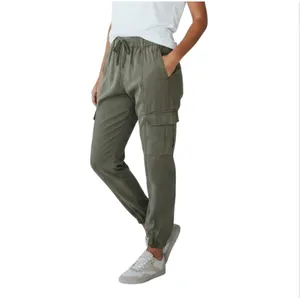 ABERCROMBIE & FITCH Paperbag Tencel Cargo Pant Jogger Sz L Burn Olive Grunge Y2K thumbnail 2