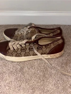 Women’s Michael Kors Brown & Tan Monogram Low-Top Sneakers Size: 6.5 thumbnail 3