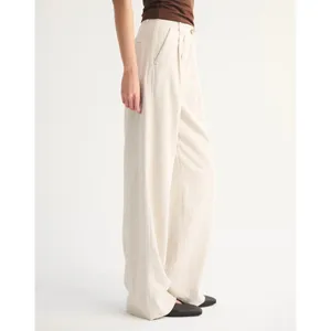 Abercrombie & Fitch Sloane Tailored Pant 27 Cream Linen Blend Quiet Luxury thumbnail 2