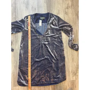 Anthropologie Melody Velvet‎ Tunic Dress Long Sleeve Pockets Size XS Slate Blue thumbnail 7