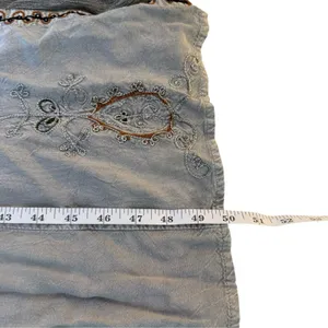 Vtg 90s MPH Gray Floral Embroidered Sleeveless Boho Maxi Dress Large Lagenlook thumbnail 12
