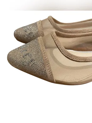 Juicy Couture Penny Rhinestone Mesh Ballet Flats Sheer Beige Womens Size 7 Y2K thumbnail 2