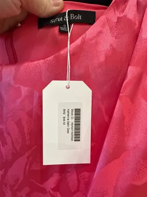 Strut & Bolt Hot Pink Satin Jacquard Puff Sleeve Mini Dress NWT Small thumbnail 3