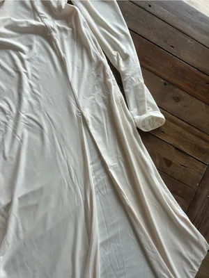 NWT Meshki Desirie Slinky Long Sleeve Maxi Slit Ivory Dress L thumbnail 7