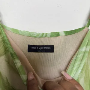 Naked Wardrobe Ruched Mesh Bodycon Mini Dress‎ Green Swirl Print Size S thumbnail 4