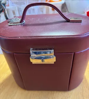 Classic Burgundy Jewelry Case with Top Handle thumbnail 1