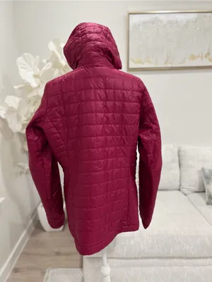 Patagonia Women's Micro Primaloft Hooded Quilted Puffer Jacket Berry Red XL thumbnail 4