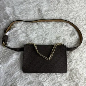 MICHAEL KORS Jet Set Brown Signature with Chain Belt Bag thumbnail 5