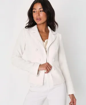 Lulu’s l White Tweed Open-Front Blazer Medium New with Tags thumbnail 1