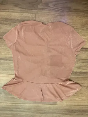 O’Delilah Dusty Rose Ruched Peplum Velvet Top | Size Large thumbnail 4
