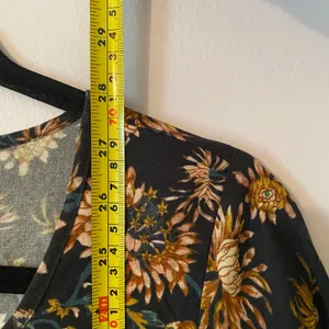 Natural Life Navy Orange Floral Peasant Blouse 3/4 Sleeve Boho Women size Large thumbnail 7