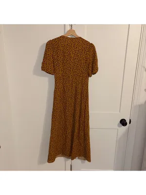 Urban outfitters NWOT $79 Woman’s S Mustard leopard print shortsleeve midi dress thumbnail 8
