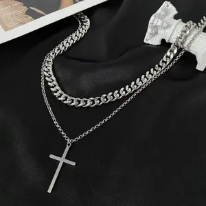 Cross Pendant Necklace for Men Women Streetwear Unisex Hip Hop Style thumbnail 3