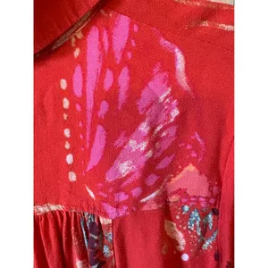 Free People Red Butterfly Print V-Neck High Low Tunic Top Small thumbnail 7