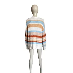 American Eagle Tan, White and Blue Striped Sweater thumbnail 4