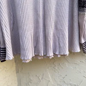 Free People Oversized Crochet Detailing Top Thermal Waffle Knit Mock Neck Size S thumbnail 6