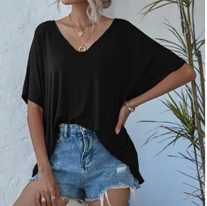 SheIn V-neck Batwing Sleeve Slouchy Tee thumbnail 1