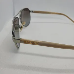 Ralph Lauren Polarized Silver & Tan Aviator Sunglasses thumbnail 14