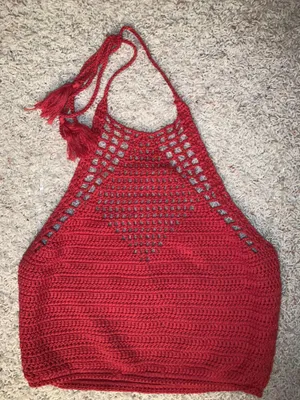 Crochet Knit Top️ Red Size XS thumbnail 1