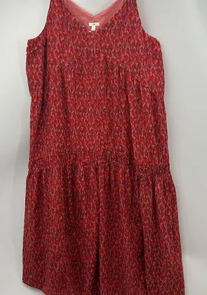 Joie large abstract print boho tiered red black maxi dress thumbnail 1