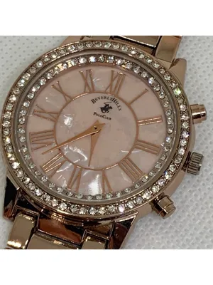Beverly Hills polo club women’s watch rose gold tone rhinestones 40mm 6” running thumbnail 3