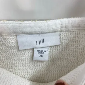 J. Jill women's cream tan embroidered‎ smocked thick strap stretch lace dress XS thumbnail 5