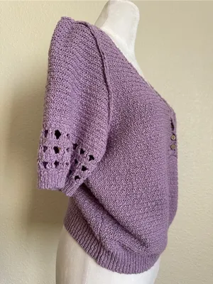 FREE PEOPLE Bree Cropped Pullover in Glimmer in Lilac Purple Sz. Medium thumbnail 9