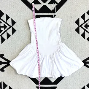 Zara Mixed Ribbed Poplin Balloon Mini Dress in White Medium thumbnail 8