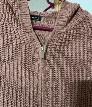 pink sweater zip up thumbnail 3