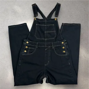 Free People We The Free Ziggy Denim Overalls Women's S Navy Straight Leg Relaxed thumbnail 1