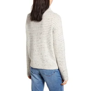 Madewell‎ Wool Belmont Donegal Mock Neck Sweater Cream Flecked Size Large thumbnail 3