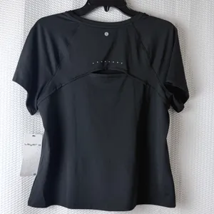Layer 8 Power Performance Tee Womens Medium‎ Black Graphic Cardio Gym Shirt NEW thumbnail 3