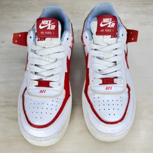 Nike Air Force 1 Shadow White University Red Sneakers CI0919-108 Womens 7 thumbnail 3