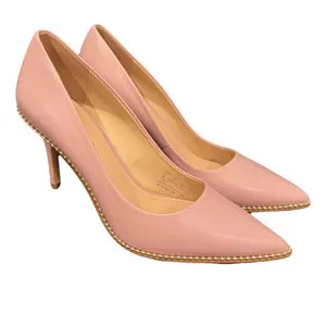 Coach Blush Pink Pointed-Toe Mid-Heel Pumps with Gold Trim thumbnail 1