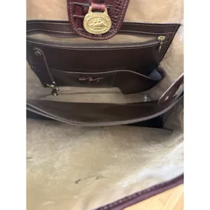 Brahmin Tote Bag Womens Medium Burgundy Good Leather Croc Embossed Vintage‎ thumbnail 5