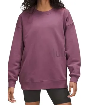 Lululemon Perfectly Oversized Crewneck Sweatshirt Plum Purple 100% Cotton Size 8 thumbnail 1