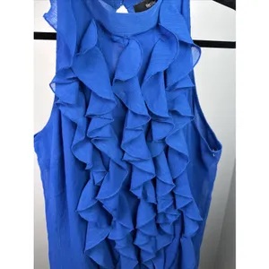Vintage Mossimo Medium Top Blue Ruffles Y2K‎ Womens Sleeveless Tank Halter Neck thumbnail 15
