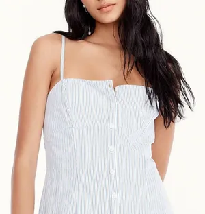 NWT J.Crew Button-down Cotton Poplin Maxi in White Royal Blue Stripe Dress 12 thumbnail 7