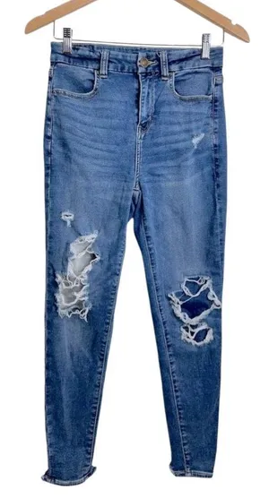 American Eagle Jeans Womens Distressed Blue Pants Stretch Size‎ 4 thumbnail 1