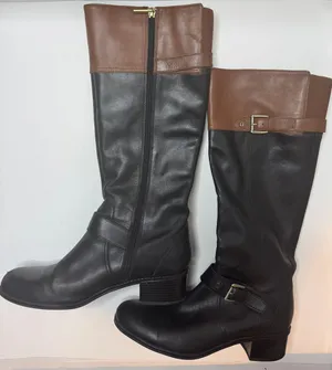 Bandolino Black And Brown Leather Knee High Boots Size 8.5M thumbnail 2