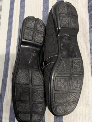 Brighton Black Monogram Slip On Loafers Shoes Made in Italy Leather Trim thumbnail 6