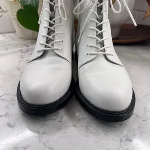 Sam Edelman Nina White Leather Lace Up Side Zip‎ Combat Boots Womens 9M 39 thumbnail 7