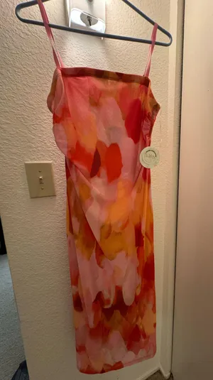 Red Orange Pink Body Con Dress thumbnail 1