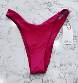 NWT Quince Dipped High Rise High Leg Bikini Bottoms Size Small thumbnail 1