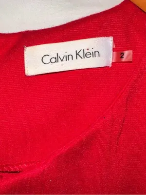 Calvin Klein Red Fit & Flare Dress Size 2 Pleated Stretch Cocktail Date Night thumbnail 4