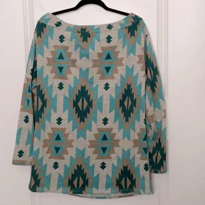 Wrangler Western Geometric Boatneck Top Large Cowgirl thumbnail 2