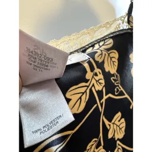 Victoria’s Secret Black Gold Floral Satin Open-Front lace trimTop Slip dress Sp thumbnail 12