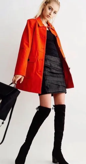 Vince Camuto Size XS red long peacoat jacket thumbnail 1