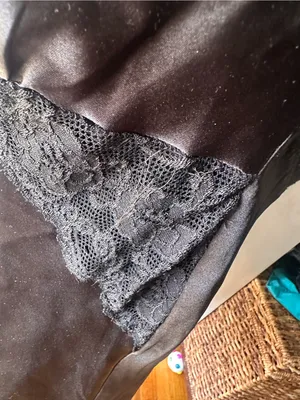 Frederick’s of Hollywood Black Satin Lace Halter Chemise Lingerie Size L Sexy thumbnail 7